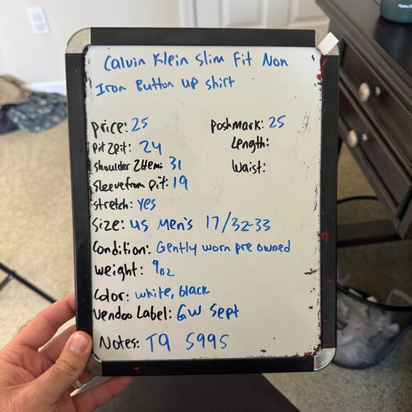 Calvin Klein Slim Fit Non-Iron Button-Up Shirt US Men's 17/32-33 - Picture 8 of 8